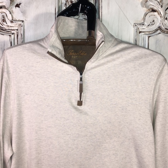 Men’s Tasso Elba Supima 100% Cotton 1/4 Zip Long Sleeve Lightweight Sweatshirt - Picture 2 of 8